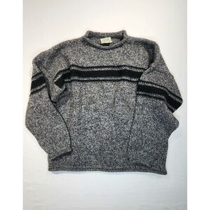 Vintage Carraig Donn Irish Wool Sweater Mens XL Gray Donegal Fleck Roll Neck